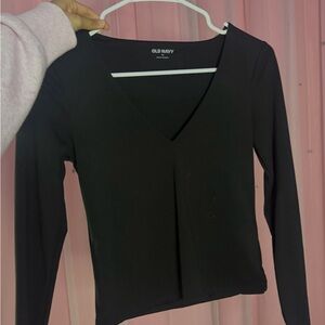 Old Navy Women's Classic Black Long Sleeve V-Neck Tee